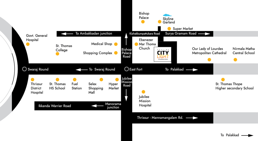skyline city light location map